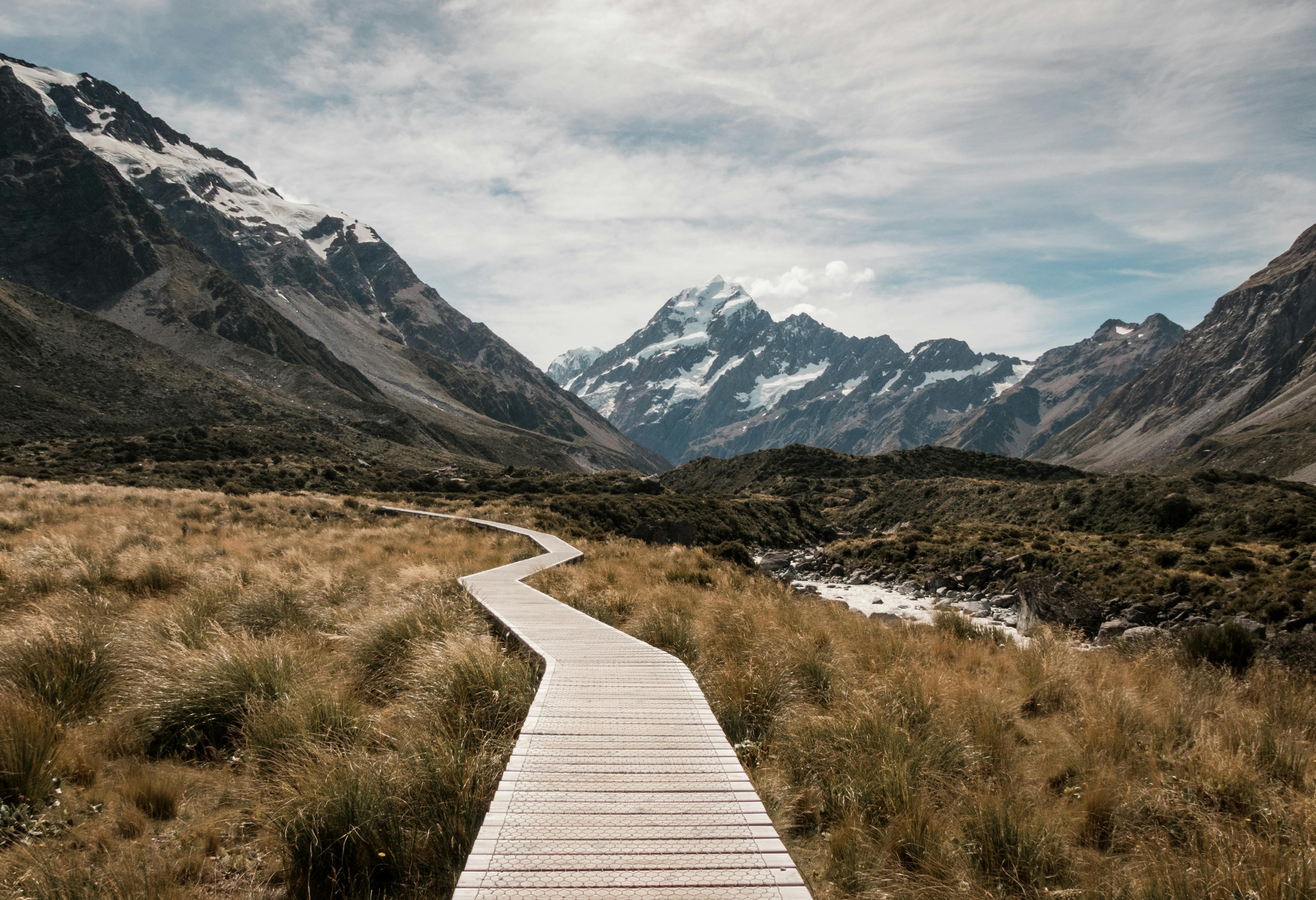 Mountain path with boardwalk